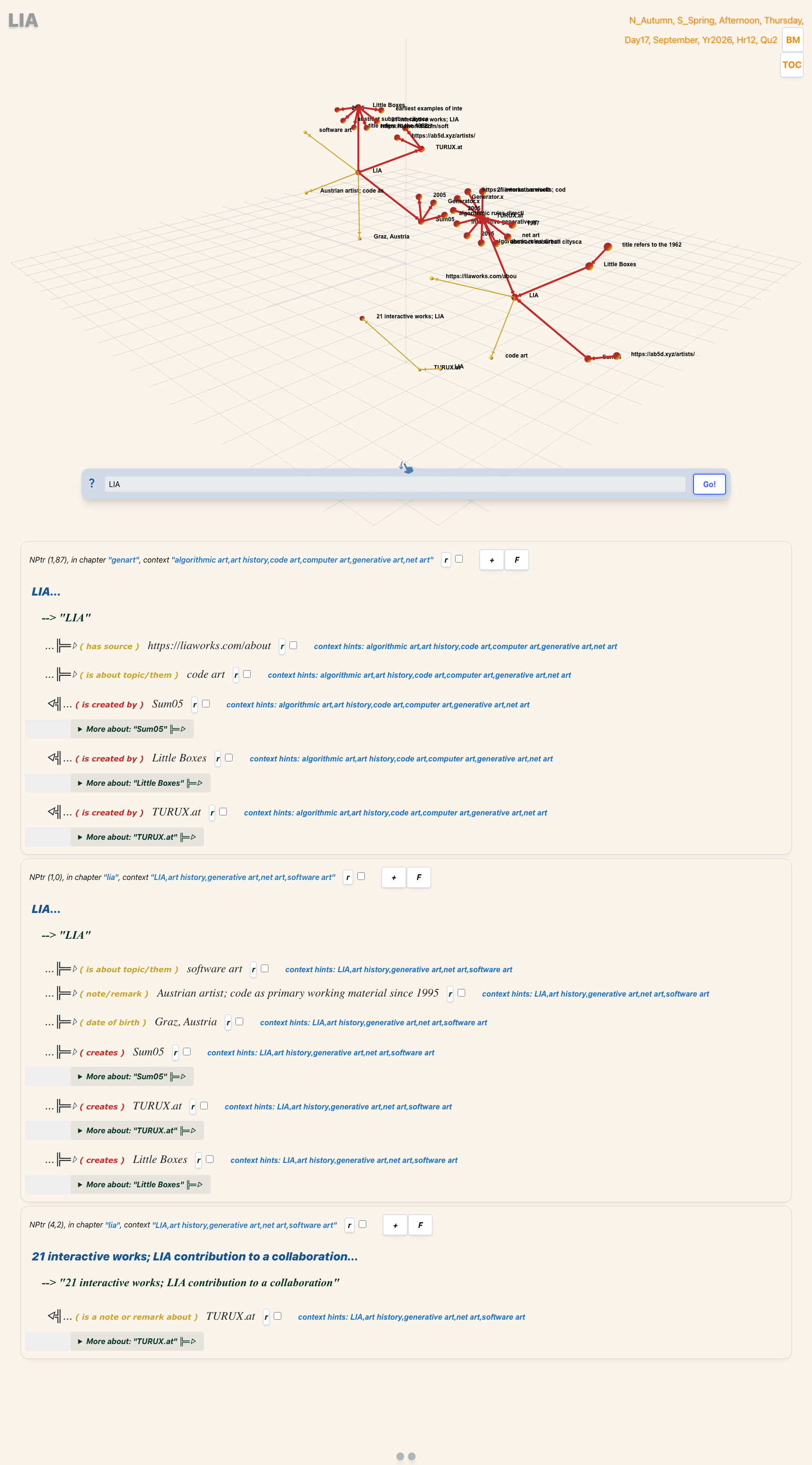 SSTorytime viewer showing the LIA causal cone