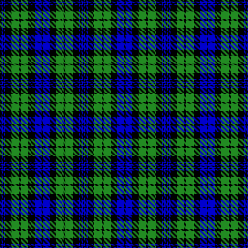 Black Watch tartan specimen in herringbone weave, dark blue and green with thin red accent