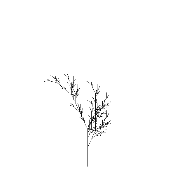 L-system specimen showing recursive branching structure generated from string rewriting rules interpreted as turtle graphics